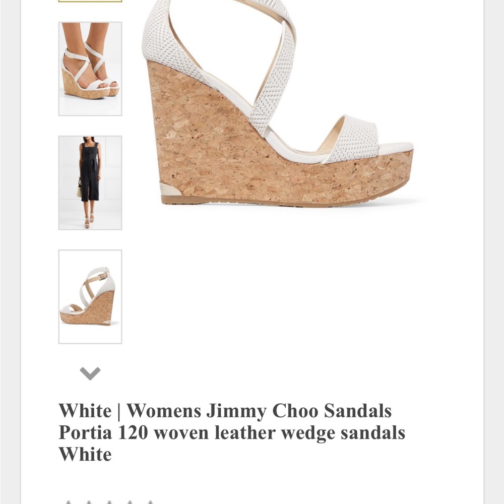 Women’s | Jimmy Choo sandals. Portia 120 woven leather wedge sandal, white. - Picture 3 of 11
